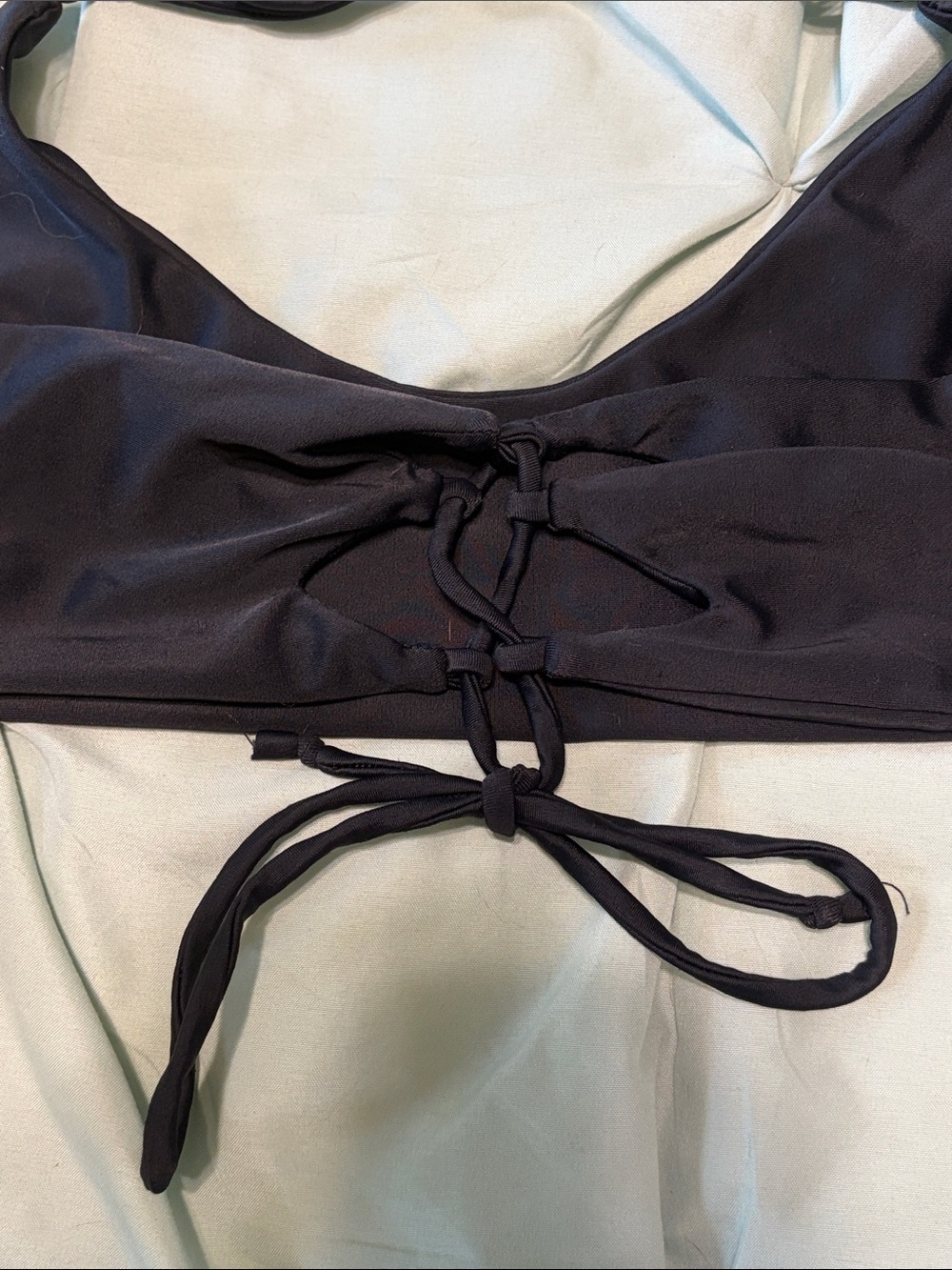 KAOHS Gypsy Halter Black Triangle Thong Bikini Set Size Medium Bottoms/Large Top - Picture 6 of 9